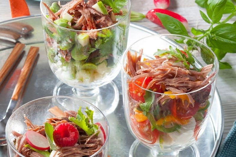 Verrines fraîcheur au confit de canard