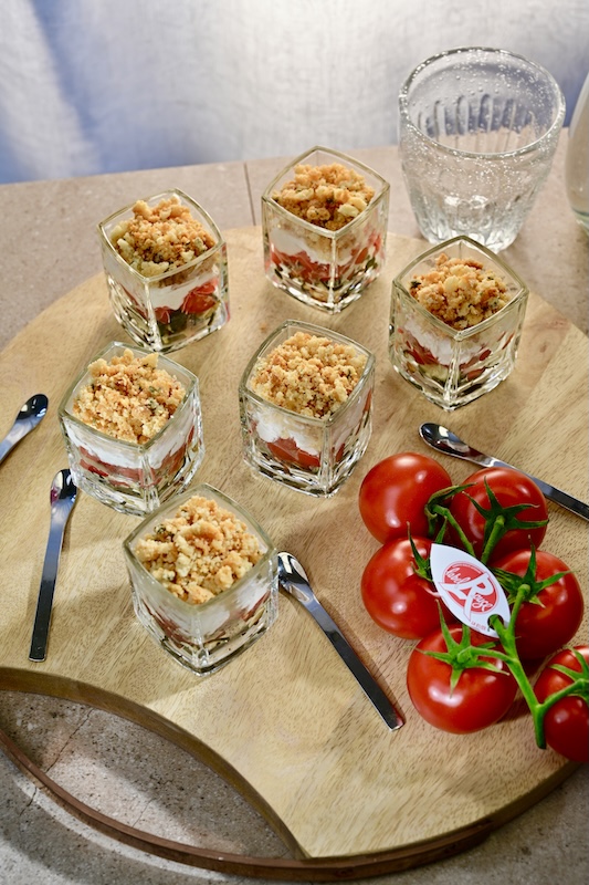 recette de Verrines crumble aux tomates