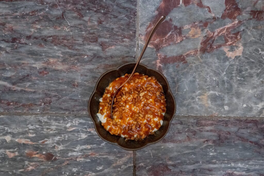 recette de Riz au lait aux pignons et caramel