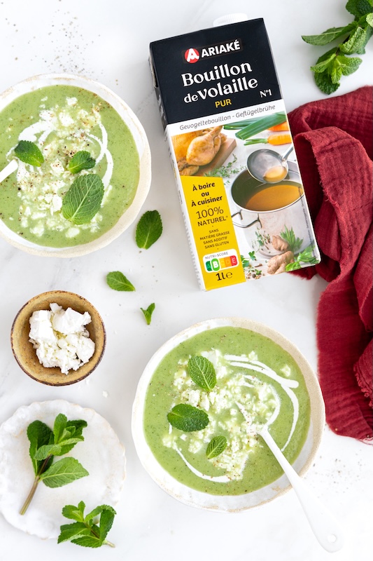 recette de Soupe froide de courgette feta