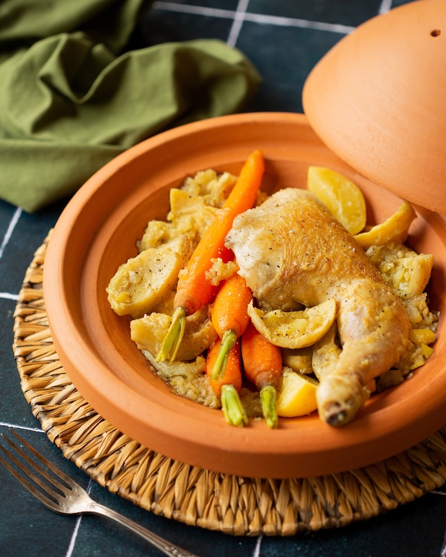 recette de Tajine de poulet aux carottes et artichauts