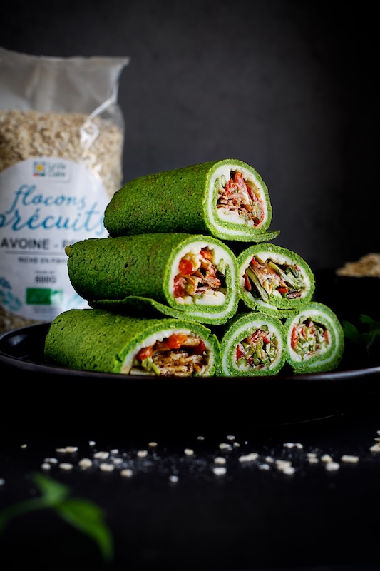 recette de Wraps aux épinards et aux flocons d’avoine