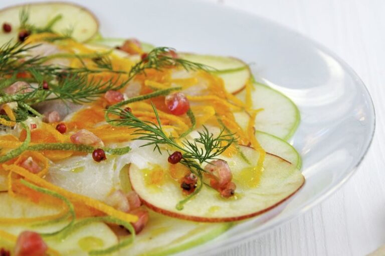 Carpaccio de pommes et haddock aux agrumes