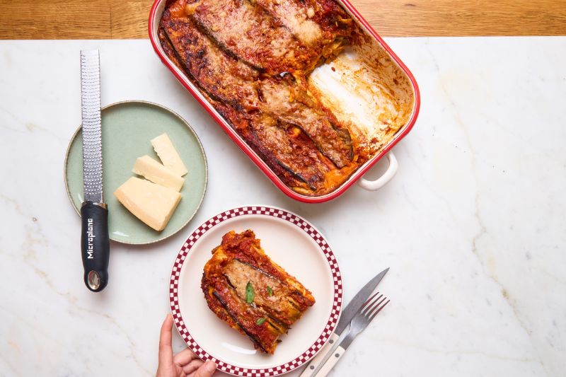 Lasagnes aux aubergines sauce amatriciana