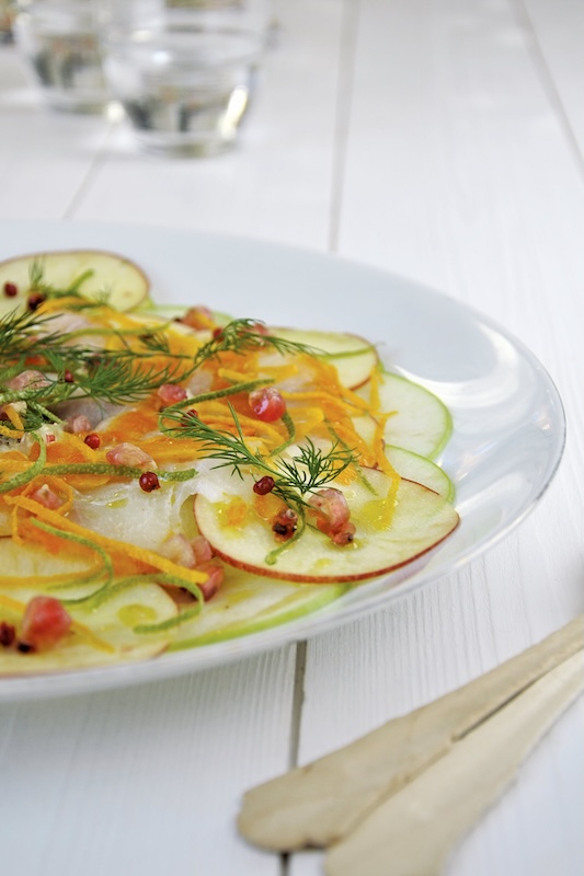 recette de Carpaccio de pommes et haddock aux agrumes