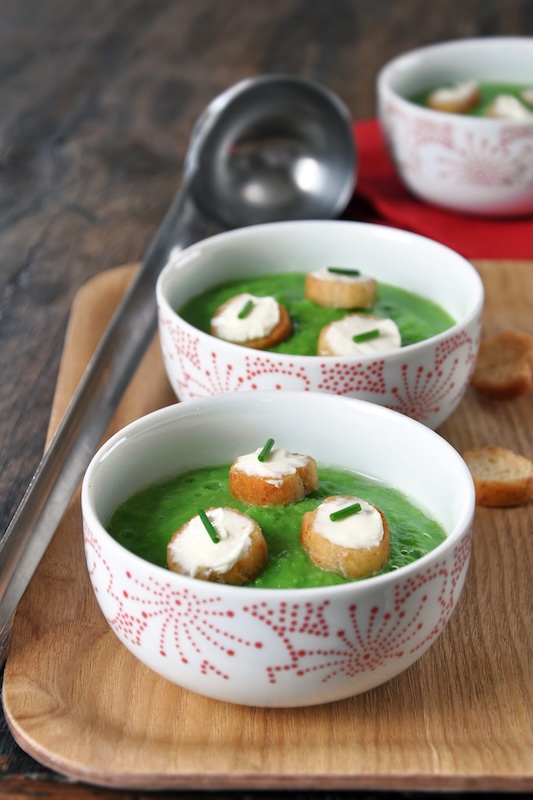 recette de Velouté de petit pois et crostini