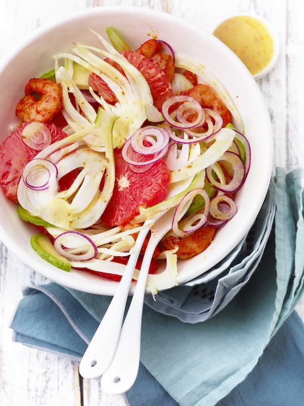 recette de Salade de pomelo aux crevettes