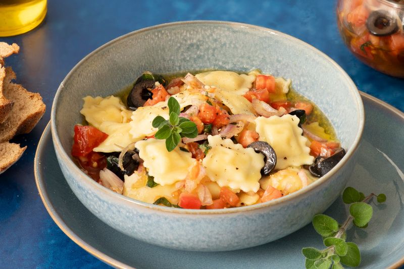 Raviolines au chèvre et sauce vierge