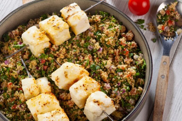 Taboulé vert et feta grillée