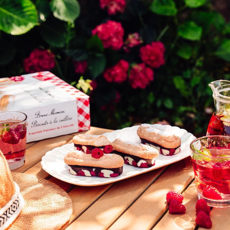 recette de Barres chocolat framboises aux biscuits