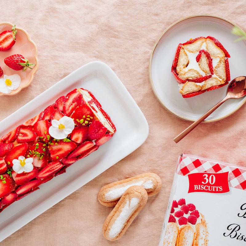 recette de Tiramisu façon roulé aux fraises