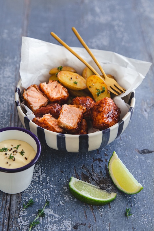 recette de Saumon croustillant laqué