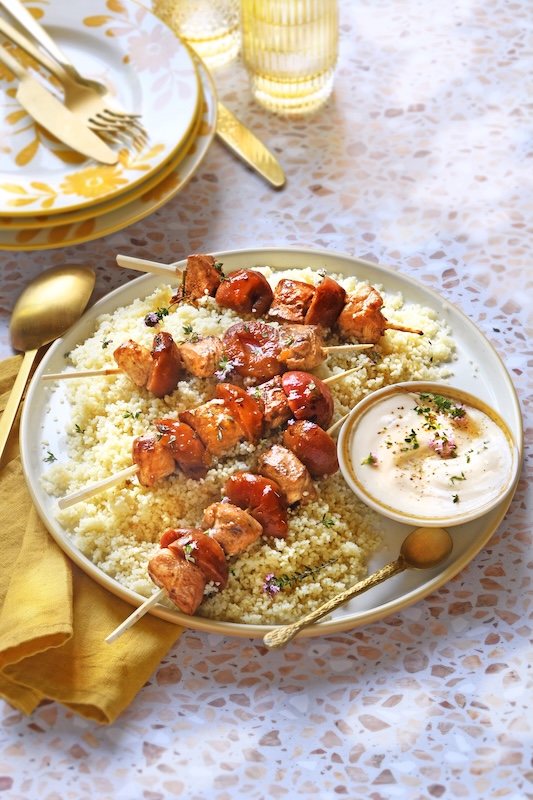 recette de Brochettes de poulet aux abricots