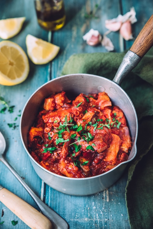 recette de Cocotte de poulpe à la sauce tomate