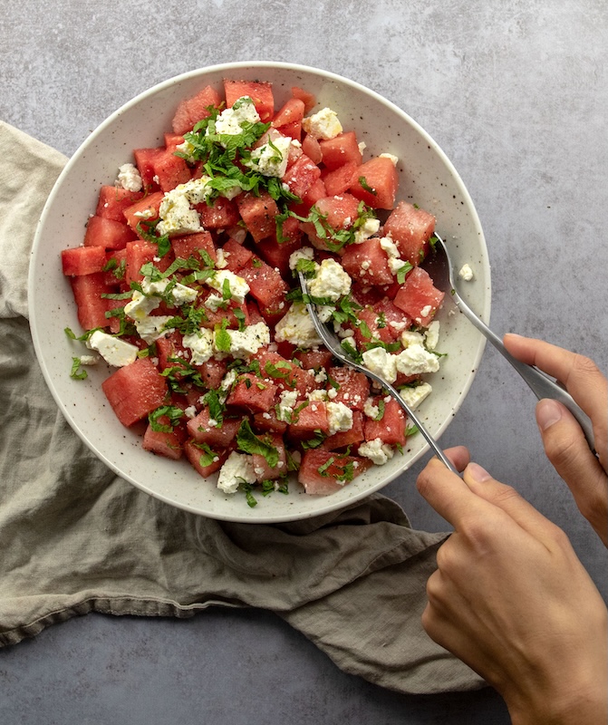 recette de Salade feta pastèque
