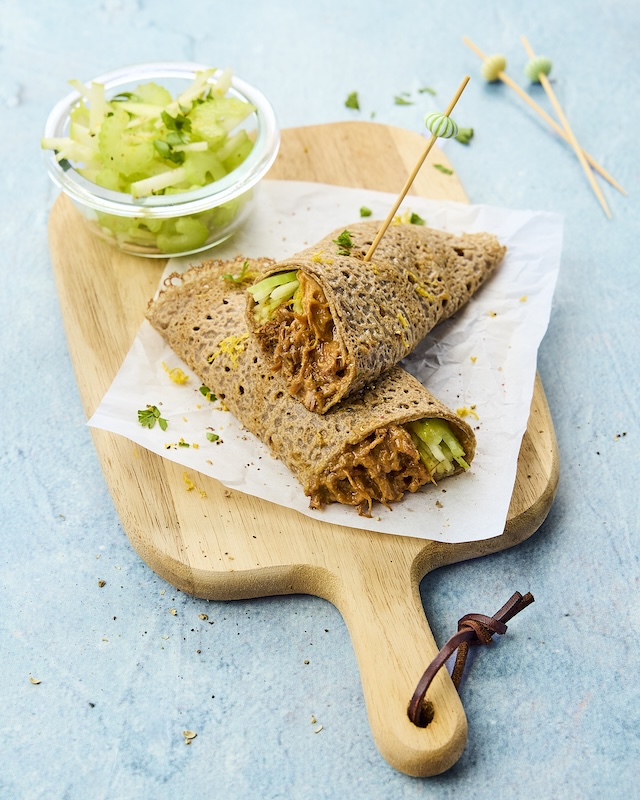 recette de Galettes de sarrasin au pulled chicken