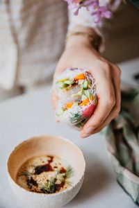 recette de Rouleaux de printemps et sauce tahini