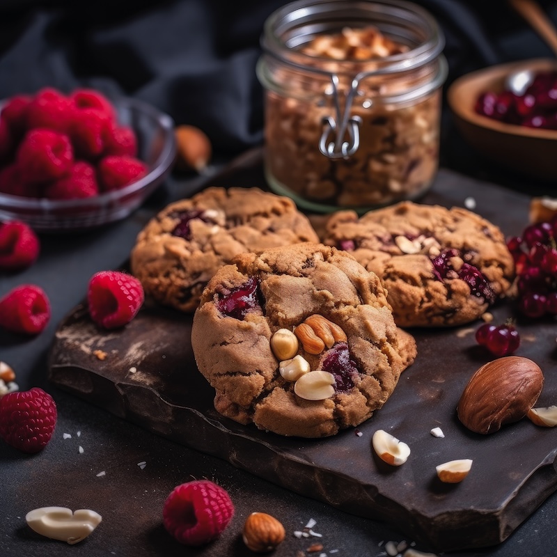 recette de Cookies aux cacahuètes et framboises