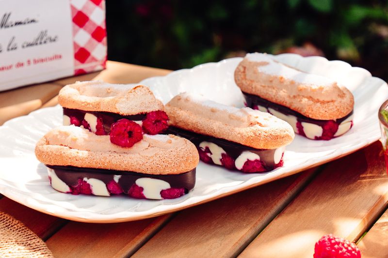 Barres chocolat framboises aux biscuits
