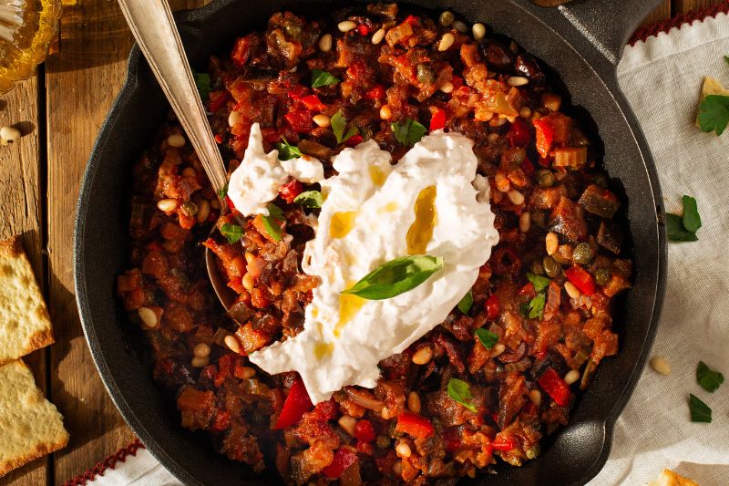 Caponata à la stracciatella