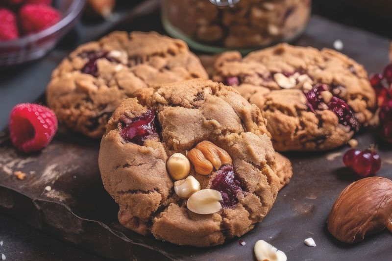 Cookies aux cacahuètes et framboises