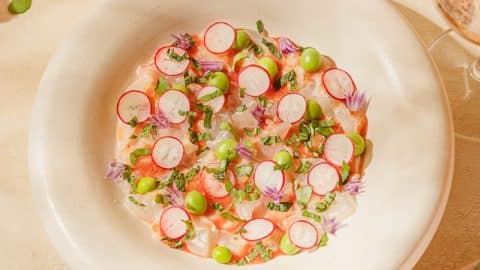 Crudo de daurade aux framboises