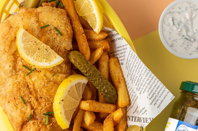 Fish and chips aux cornichons