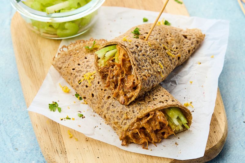 Galettes de sarrasin au pulled chicken