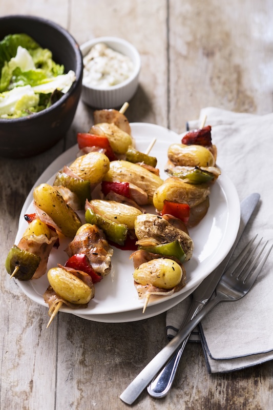 recette de Brochettes de pomme de terre poivron