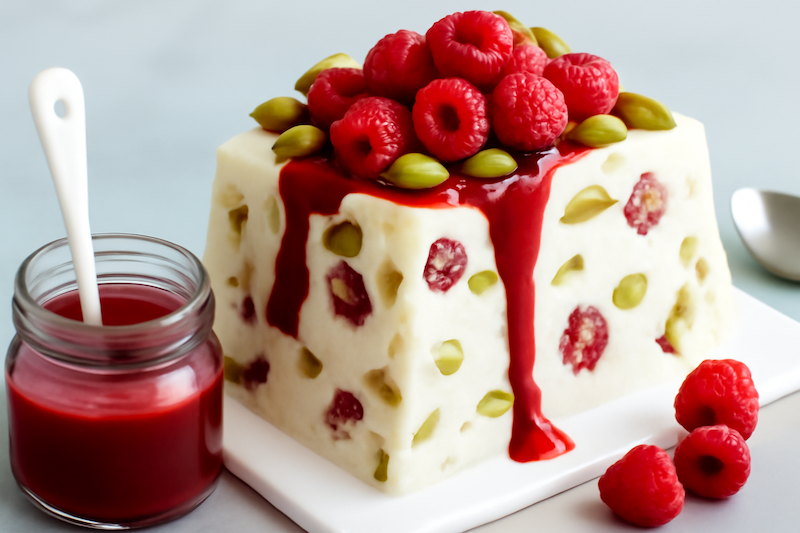 recette de Parfait glacé aux nougat framboises