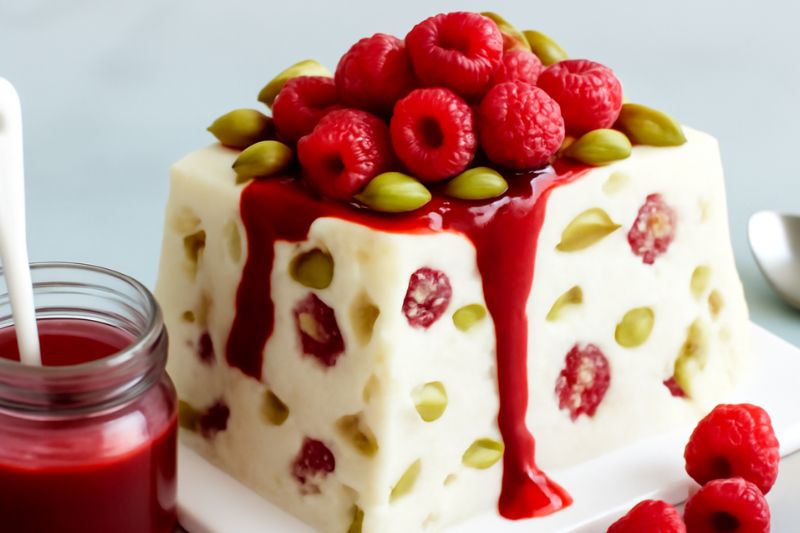 Parfait glacé aux nougat framboises