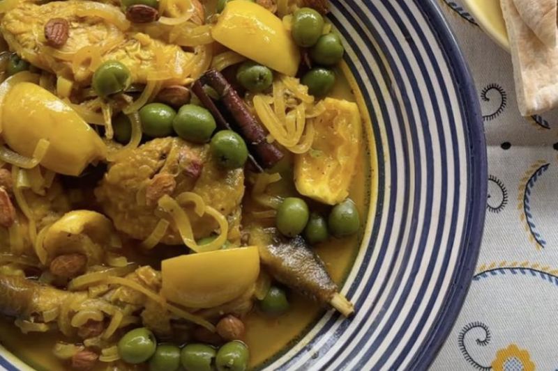Pintade au citron et aux olives