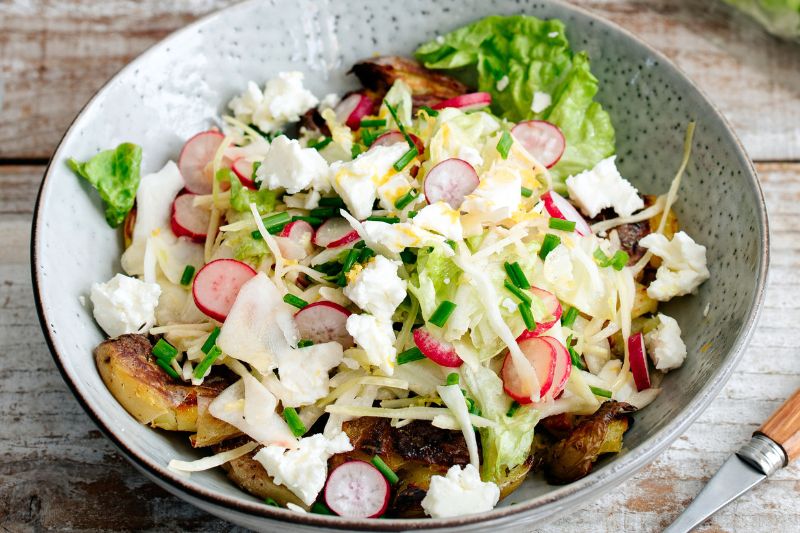 Salade de feuilles de chêne et potatoes