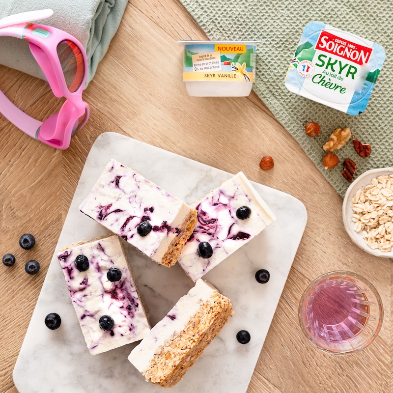 recette de Barres glacées au skyr et aux myrtilles