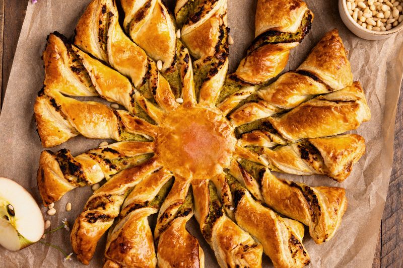 Tarte soleil au pesto de pommes