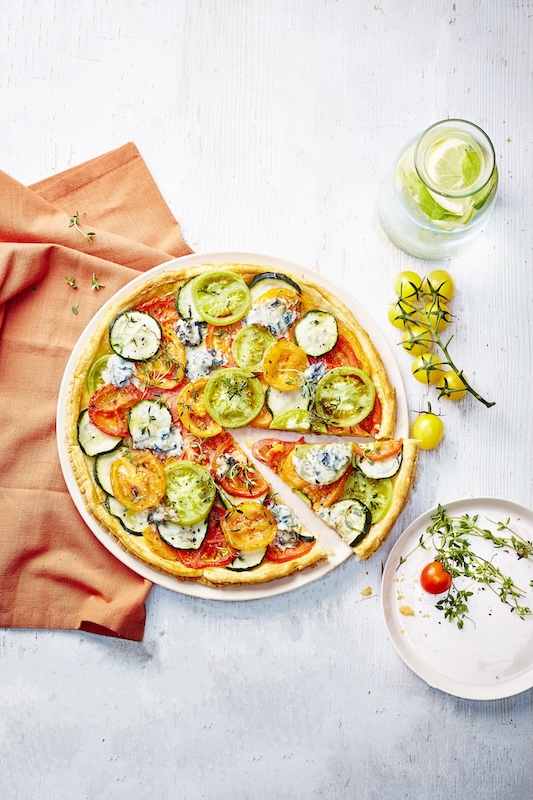 recette de Tarte aux tomates courgettes et bleu