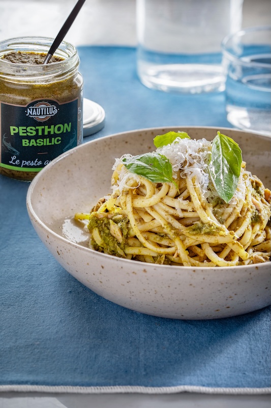 recette de Spaghetti Pesthon basilic
