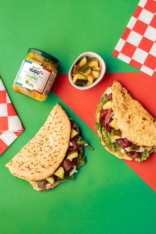 recette de Quesadillas aux pickles de courgettes au curry