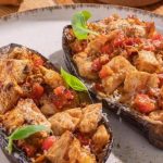 Aubergines farcies à la pintade