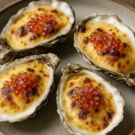 Huîtres gratinées et oeufs de truite