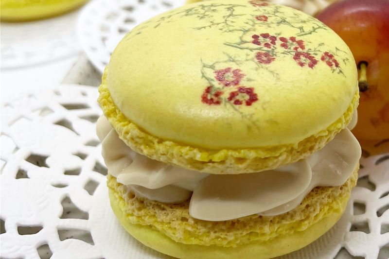 Macarons au caramel salé et prunes