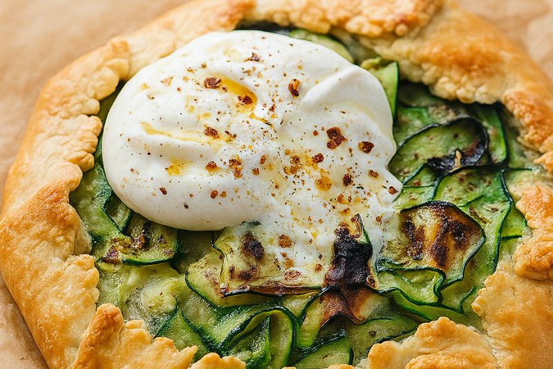 Tarte rustique aux courgettes et à la burrata