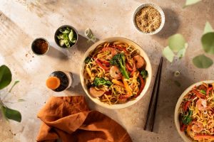 recette de Sauté de nouilles soba aux crevettes
