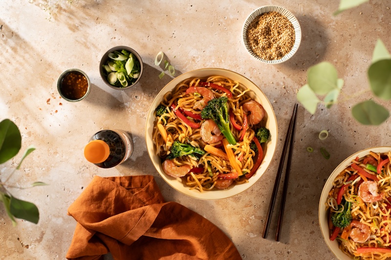 recette de Sauté de nouilles soba aux crevettes
