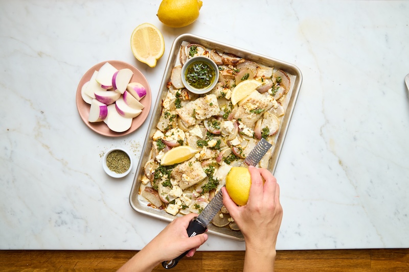 recette de Cabillaud et navets rôtis