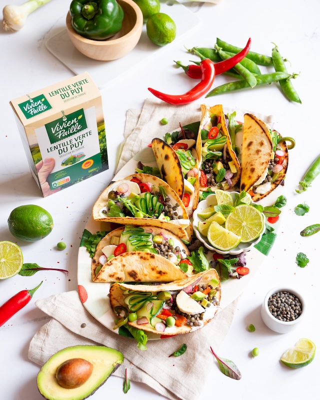 recette de Tacos aux lentilles vertes du Puy