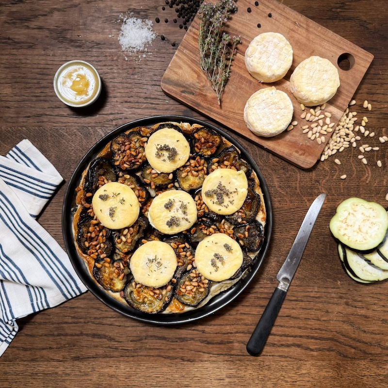 recette de Tarte tatin aux aubergines et Pélardon