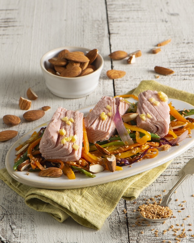 recette de Filets de thon aux légumes sautés