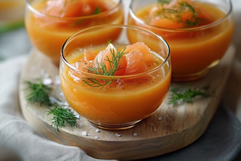 Gaspacho de melon à la truite fumée