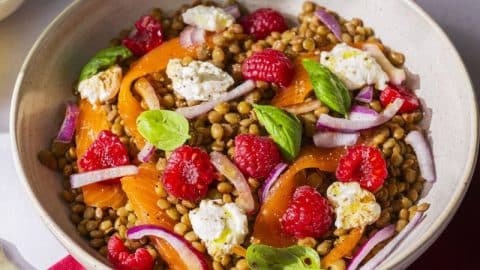 Salade de lentilles framboise et truite